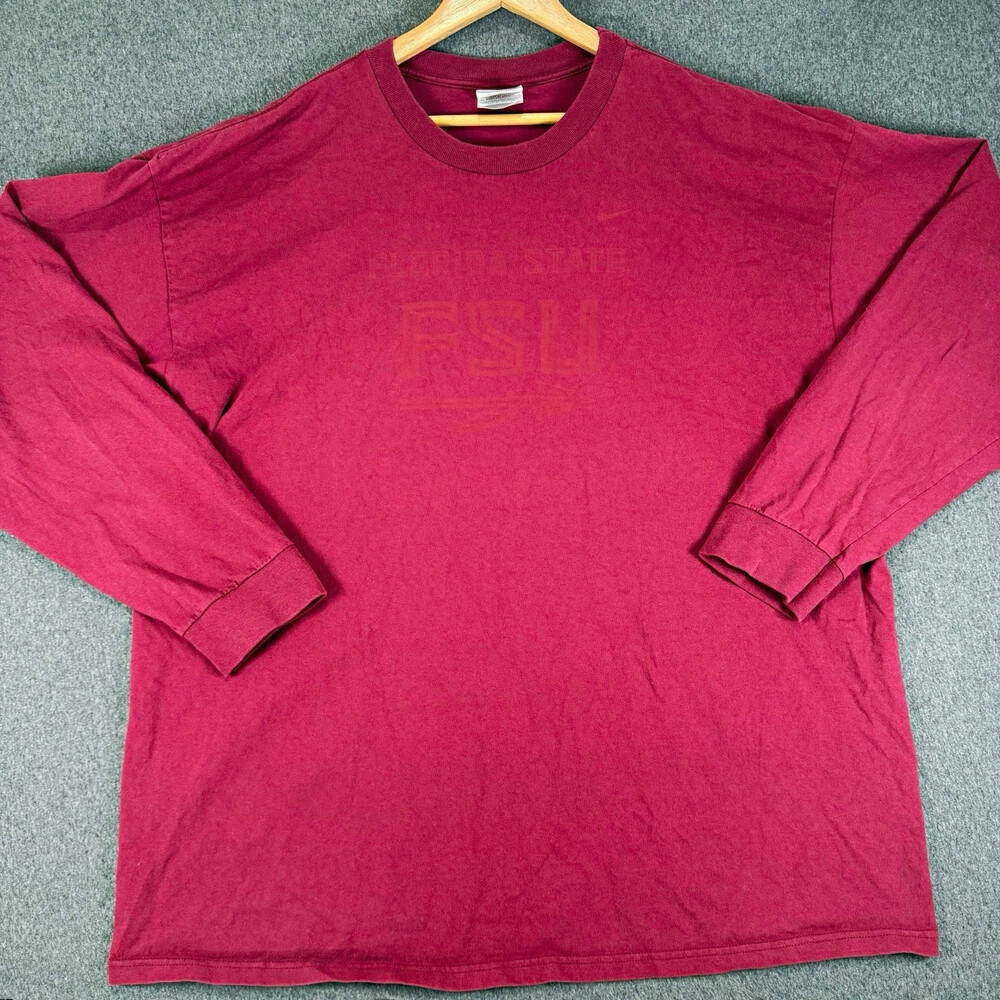 Nike Team Florida State FSU Mens XXL Garnet Long Sleeve T Shirt READ